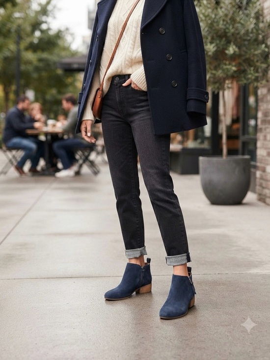 Toms Shoes - TOMS Navy Blue Suede Ankle Boots – Size 11W